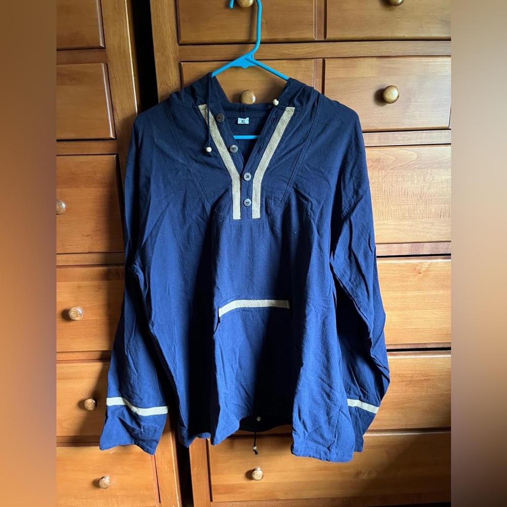 Brand new, very lightweight Men's XL Navy blue hoodie made in Guatemala.